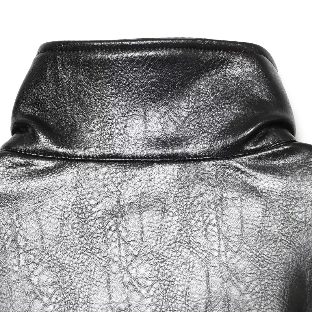Damen Kunstleder-Shortcoat mit hohem Stehkragen, Taillenbindegürtel und Teilungsnähten Nord Taschen
