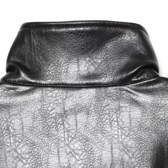 Damen Kunstleder-Shortcoat mit hohem Stehkragen, Taillenbindegürtel und Teilungsnähten Nord Taschen