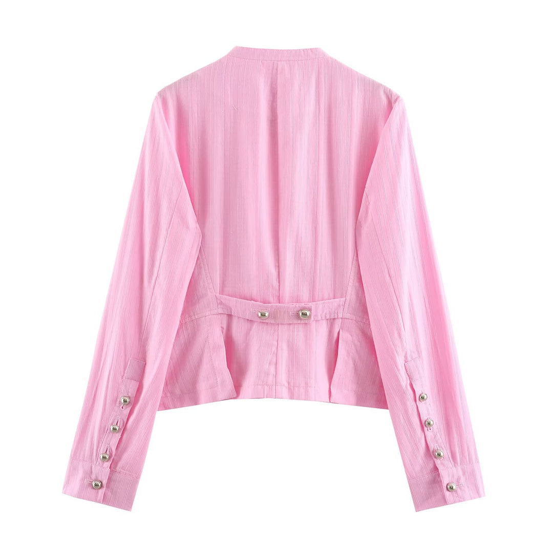 Damen Kurzjacke mit asymmetrischer Knopfleiste, Stehkragen und Zier‑Taschen Nord Taschen