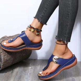 Damen Orthopädische Zehentrenner-Sandalen mit modischen Schnallen und anatomischer Fußbettung