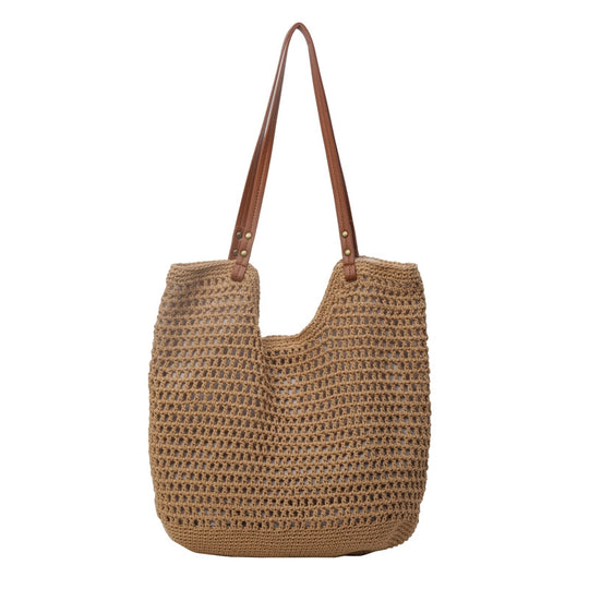 Damen Hobo-Tasche aus geflochtenem Material mit luxuriösen Ledergriffen Nord Taschen