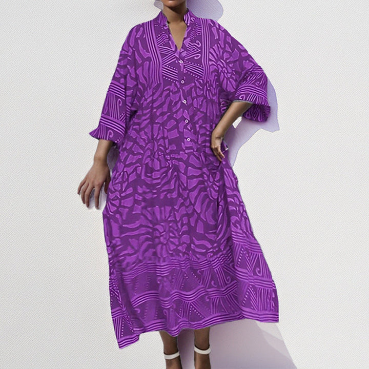 Damen Tunika-Kleid mit Einzigartigem Grafikdruck und Weiten Ärmeln