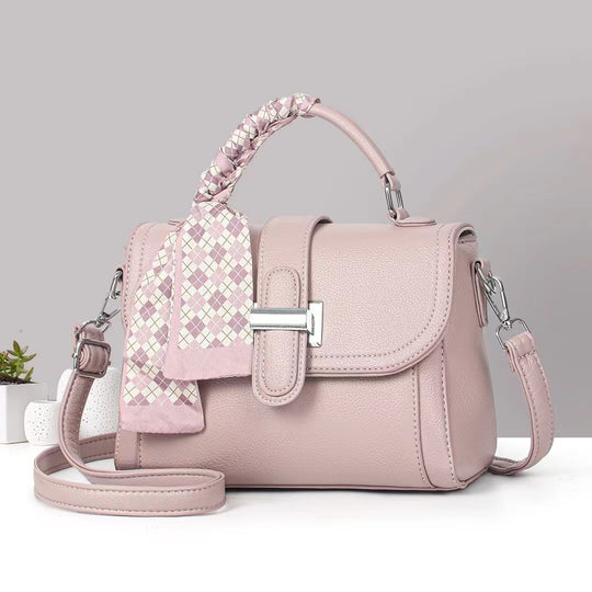 Damen modische Handtasche mit geflochtenem Griff und abnehmbarem Schal Nord Taschen