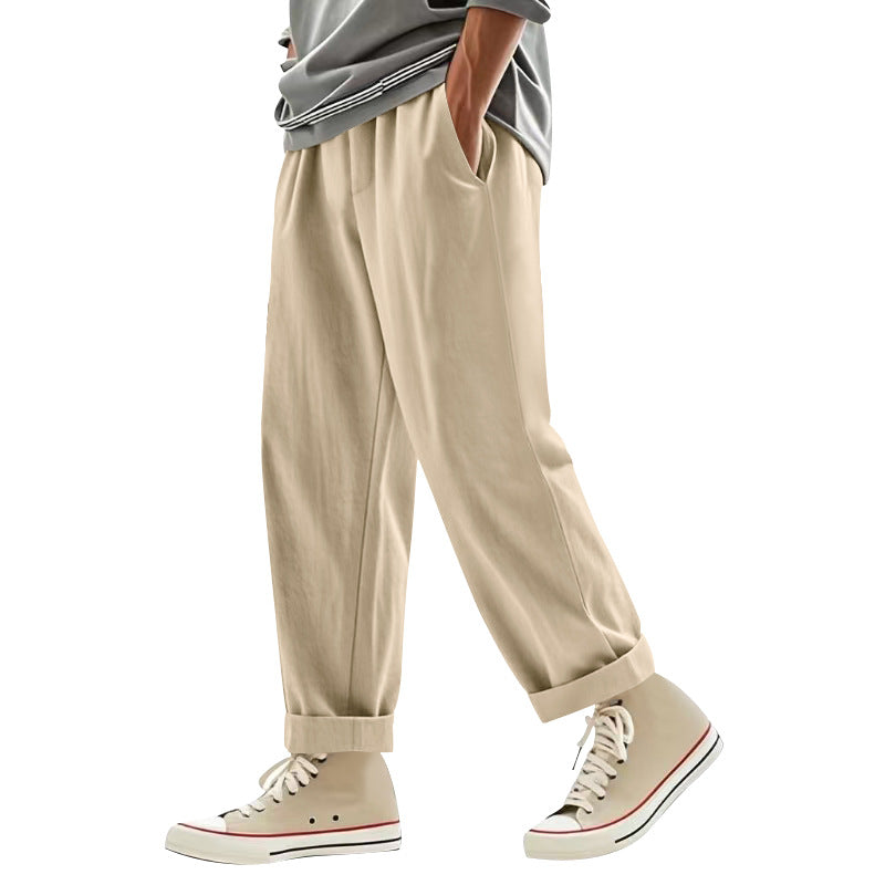 Herren lockere Chino-Hosen mit seitlichen Taschen und elastischem Bund