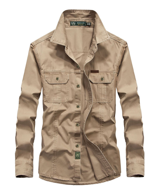 Herren leichtes Canvas-Fieldhemdjacke mit Brustpattentaschen und verstärkten Nähten Nord Taschen