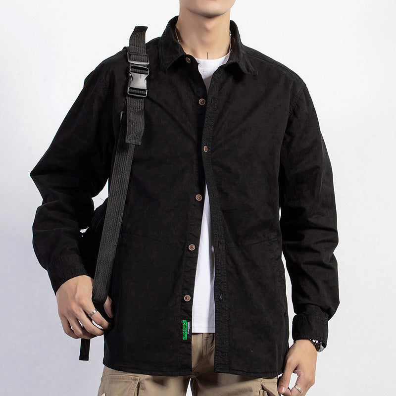 Herren leichtes Utility-Overshirt mit Knopfleiste und Hemdkragen Nord Taschen