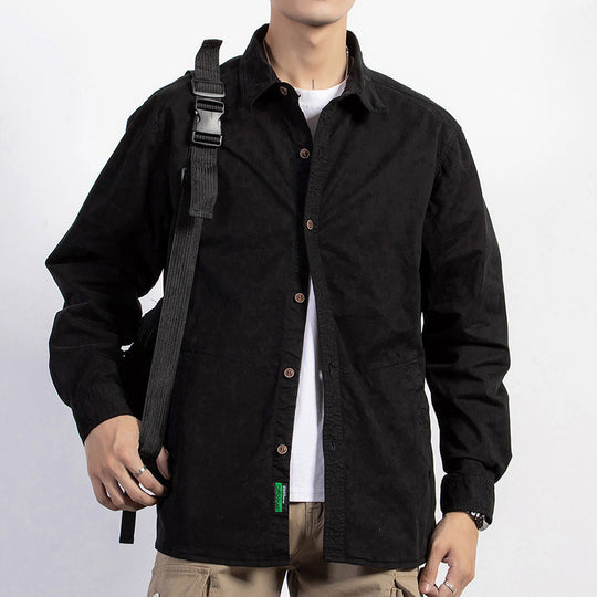 Herren leichtes Utility-Overshirt mit Knopfleiste und Hemdkragen Nord Taschen