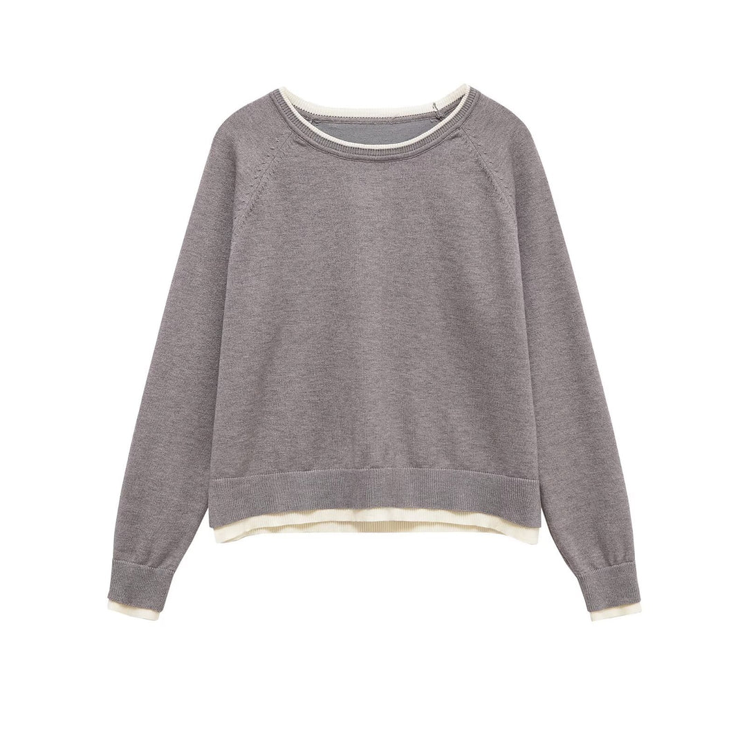 Damen Feinstrick-Pullover mit Lagenoptik, Rundhalsausschnitt und Raglanärmeln Nord Taschen