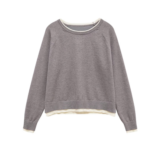 Damen Feinstrick-Pullover mit Lagenoptik, Rundhalsausschnitt und Raglanärmeln Nord Taschen