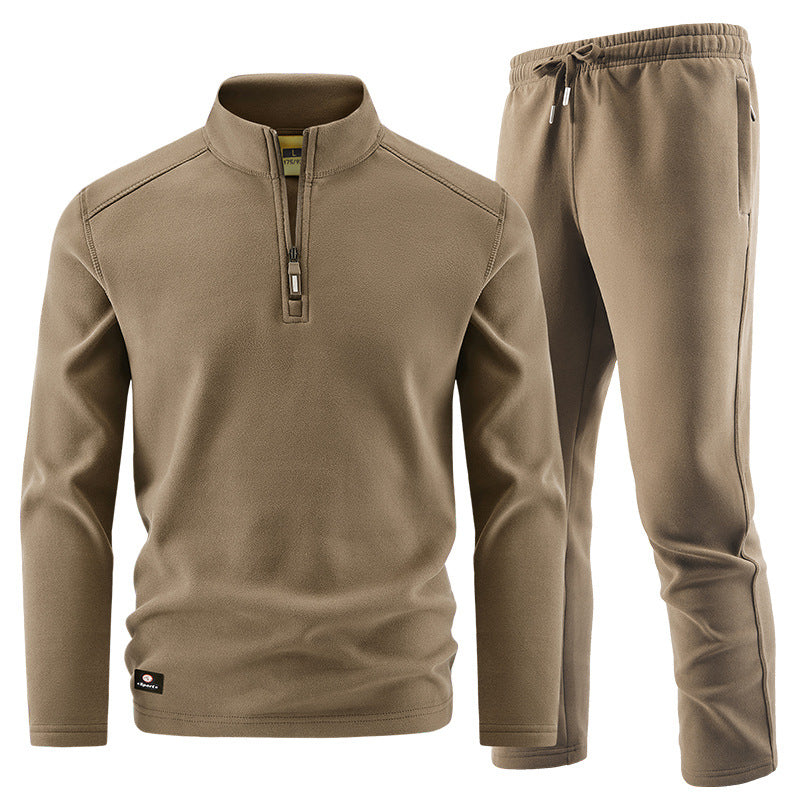 Herren Fleece-Trainingsset mit Stehkragen und Elastikbund Nord Taschen