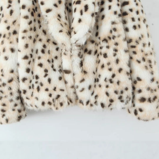 Damen langer Kunstfellmantel im Leopardenmuster mit Oversize-Schnitt Nord Taschen