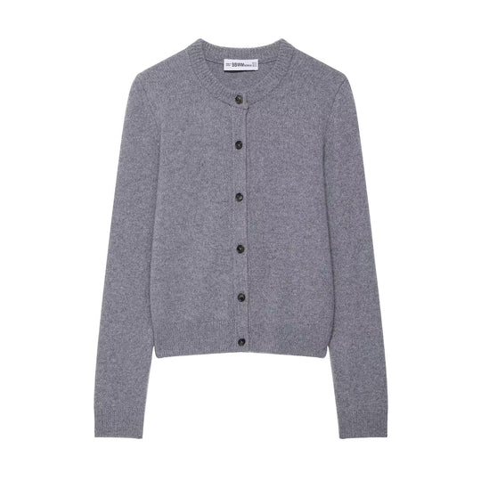Damen Kurzgeschnittener Feinstrick-Cardigan mit Rundhalsausschnitt und Rippbündchen Nord Taschen