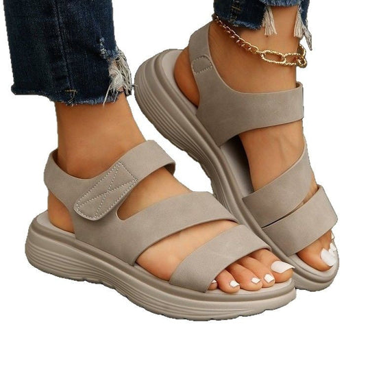 Damen Komfortable Leder-Sandalen mit breiten Riemen und anatomischem Fußbett Nord Taschen