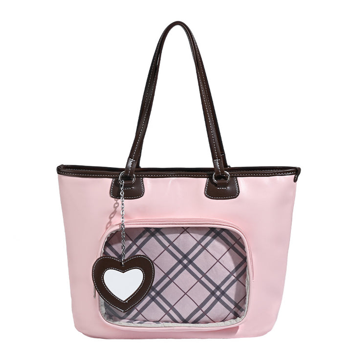 Damen Shopper-Tasche mit einzigartigem Herzmotiv und durchsichtiger Front Nord Taschen