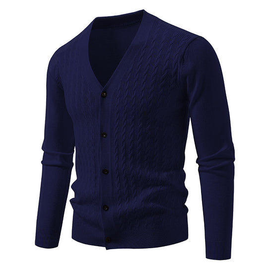 Herren Feinstrick-Cardigan mit Zopfmuster, V‑Ausschnitt und Knopfleiste Nord Taschen