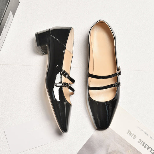 Damen Elegante Ballerinas mit schickem Riemchenverschluss und komfortablem Blockabsatz