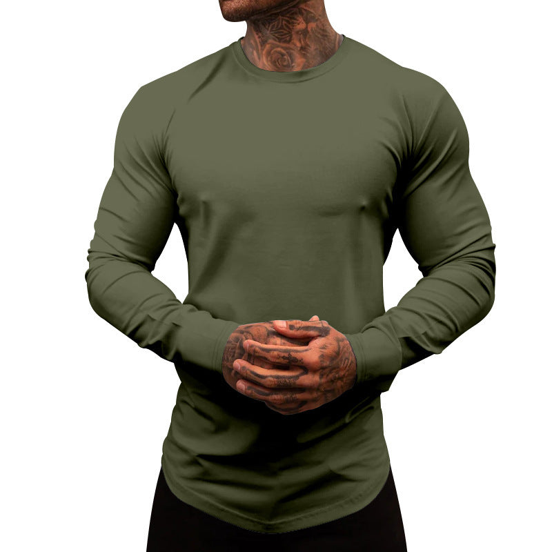 Herren Langarmshirt aus weichem, elastischem Baumwollmix mit Rundhalsausschnitt
