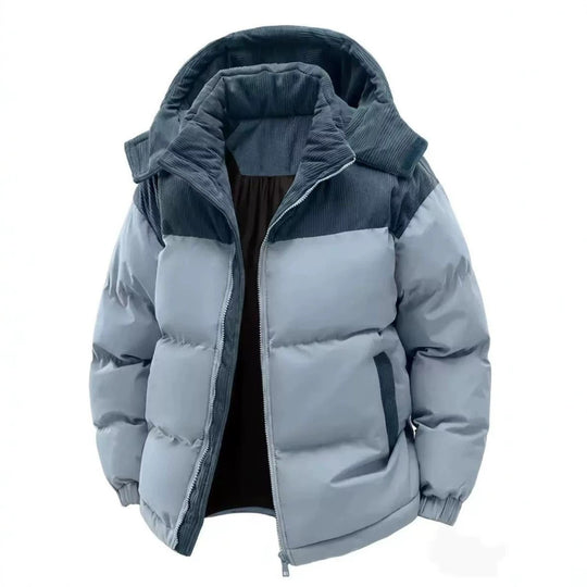 Damen Stepp-Winterjacke mit Cord-Schulterdetail, Kapuze und Zwei-Wege-Reißverschluss Nord Taschen