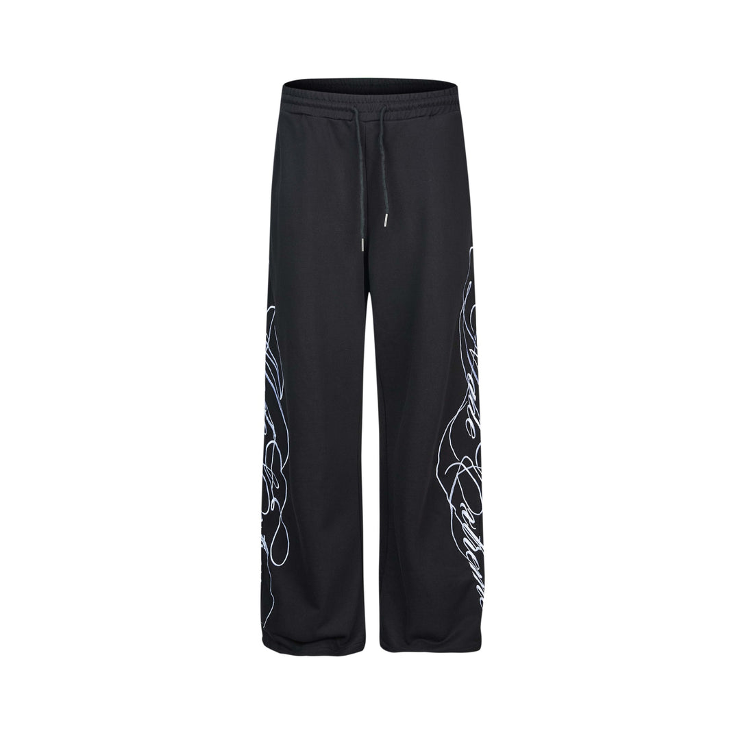Damen Weiche Loungehose mit weitem Bein, elastischem Bund und Statementdruck Nord Taschen
