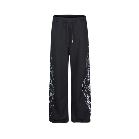 Damen Weiche Loungehose mit weitem Bein, elastischem Bund und Statementdruck Nord Taschen