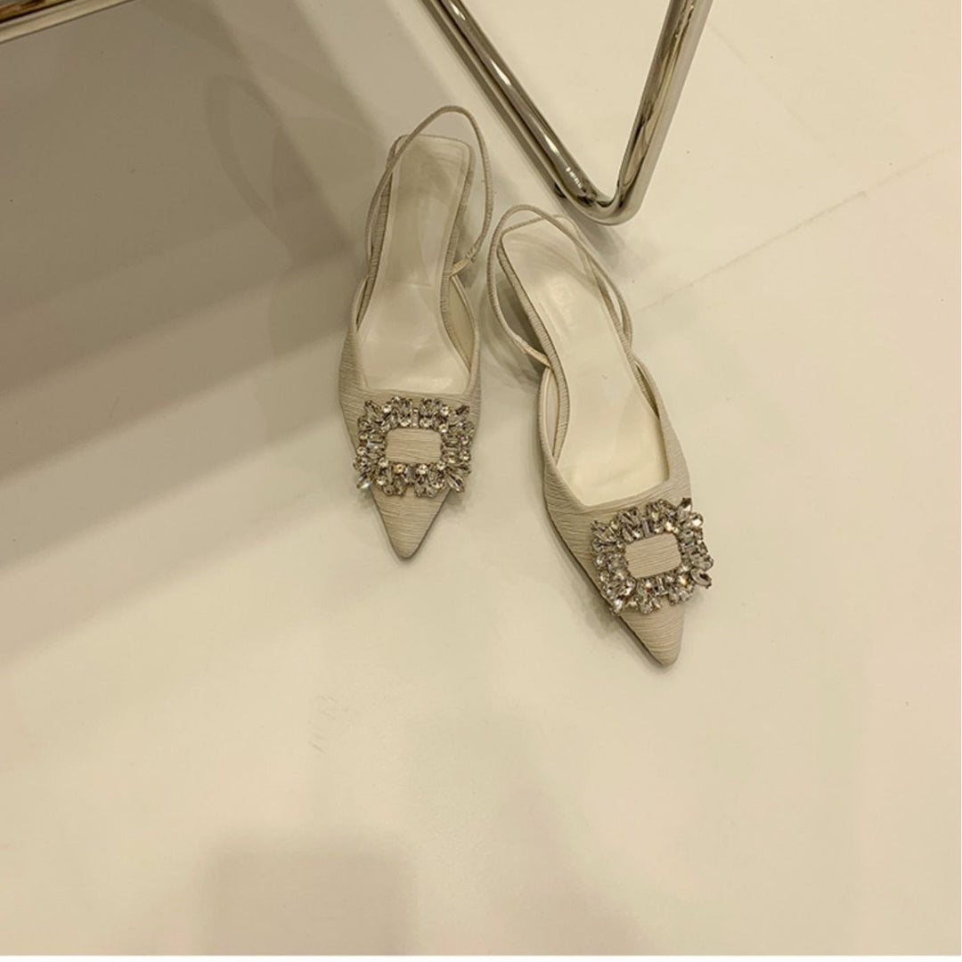 Damen Slingback-Pumps mit glänzenden Zierstein-Applikationen Nord Taschen