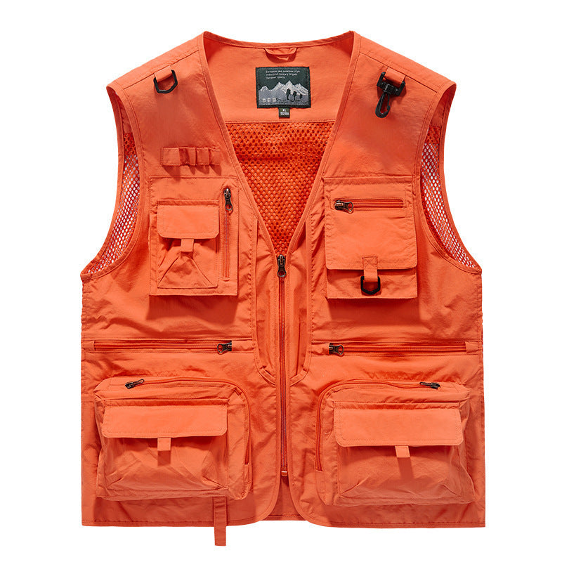 Herren Utility-Weste mit Multifachtaschen, Mesh-Belüftung und Reißverschluss Nord Taschen