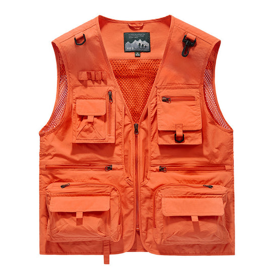 Herren Utility-Weste mit Multifachtaschen, Mesh-Belüftung und Reißverschluss Nord Taschen
