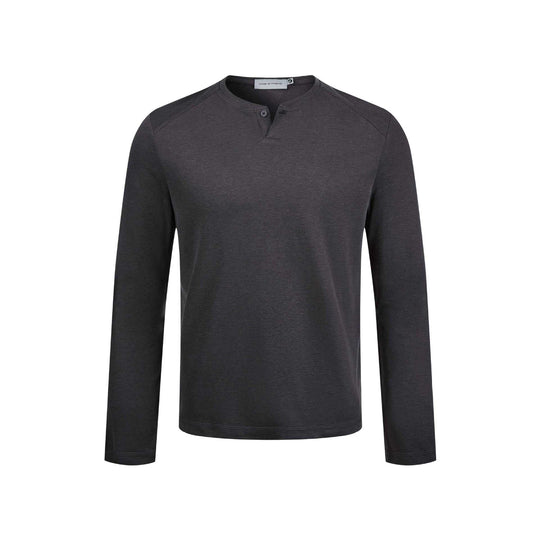 Herren Feines Longsleeve-Henley mit kurzem Knopfverschluss und Raglanärmeln Nord Taschen