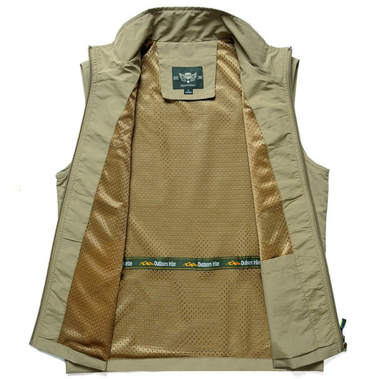 Herren ultraleichte atmungsaktive Outdoor‑Trekkingweste mit Mesh‑Futter, Stehkragen und Mehrfach‑Reißverschlusstaschen Nord Taschen