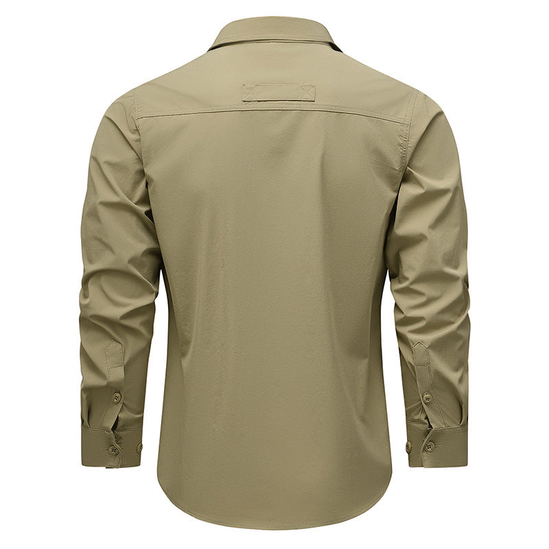 Herren Outdoor-Utility-Hemd mit Mehrfach-Taschen und Reißverschluss Nord Taschen