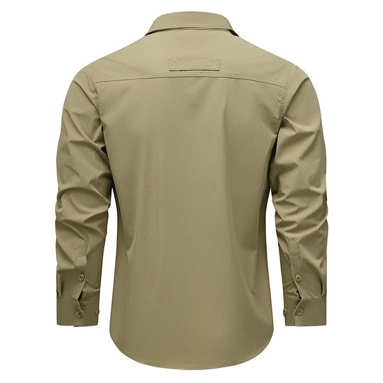 Herren Outdoor-Utility-Hemd mit Mehrfach-Taschen und Reißverschluss Nord Taschen