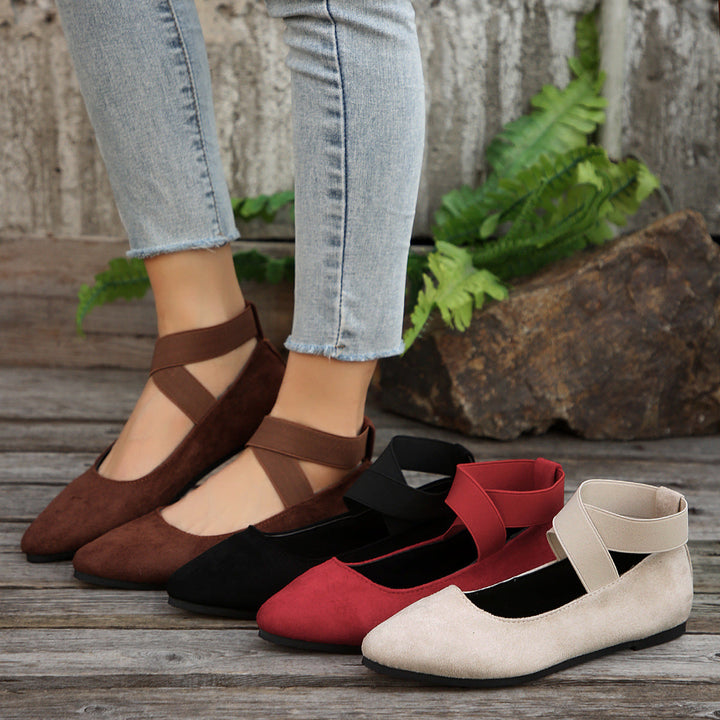 Damen elegante Ballerinas mit verstellbarem Riemchendesign