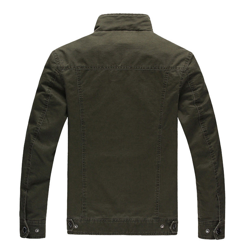 Herren Military-Utility Jacke aus Canvas mit Stehkragen, Schulterklappen und Mehrfachtaschen Nord Taschen