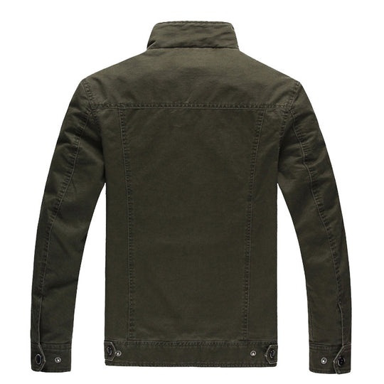 Herren Military-Utility Jacke aus Canvas mit Stehkragen, Schulterklappen und Mehrfachtaschen Nord Taschen
