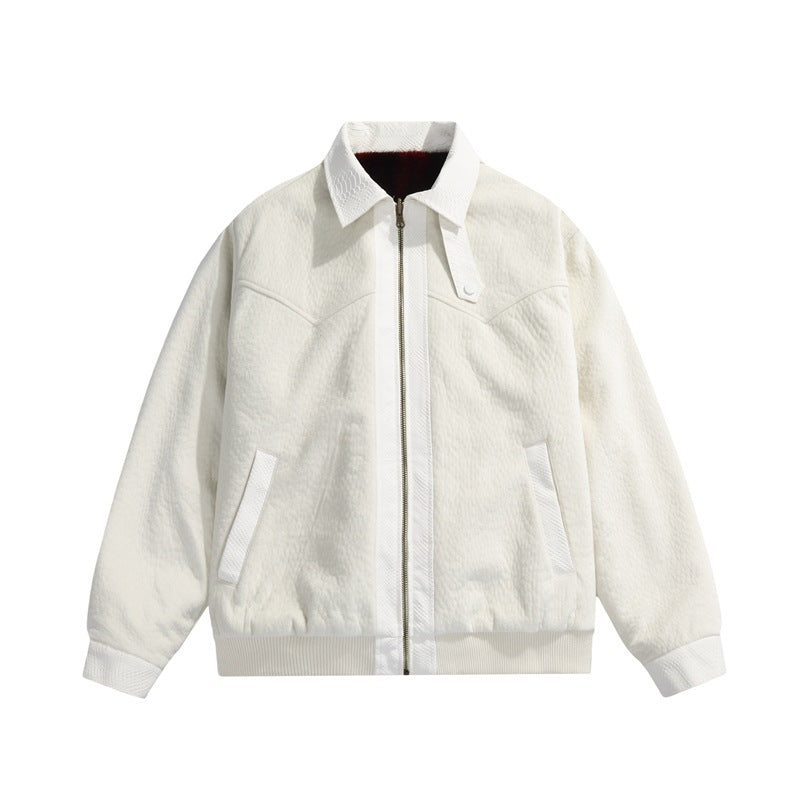 Herren Teddy-Fleece-Boxy-Jacke mit Hemdkragen, durchgehendem Metallreißverschluss & geripptem Saum Nord Taschen