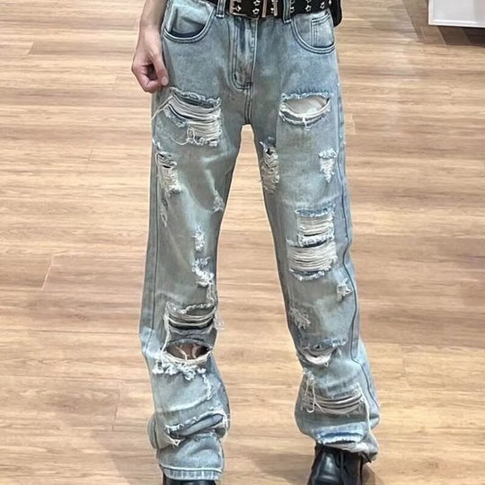 Herren Extraweite Ripped Baggy-Jeans mit tiefem Schritt und ausgeprägten Destroyed-Details Nord Taschen
