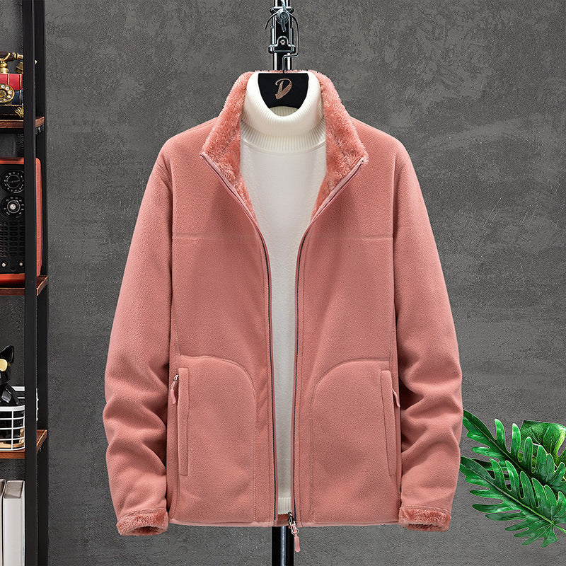 Damen Kuschelige Fleecejacke mit Teddyfutter, Stehkragen und Zwei Reißverschlusstaschen Nord Taschen