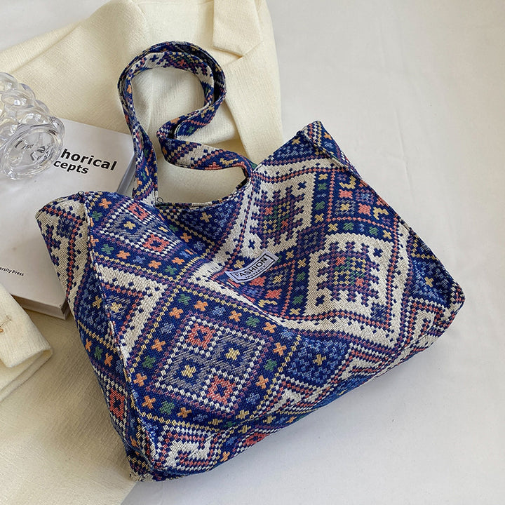 Damen Jute-Tragetasche mit modischem Ethnomuster Nord Taschen