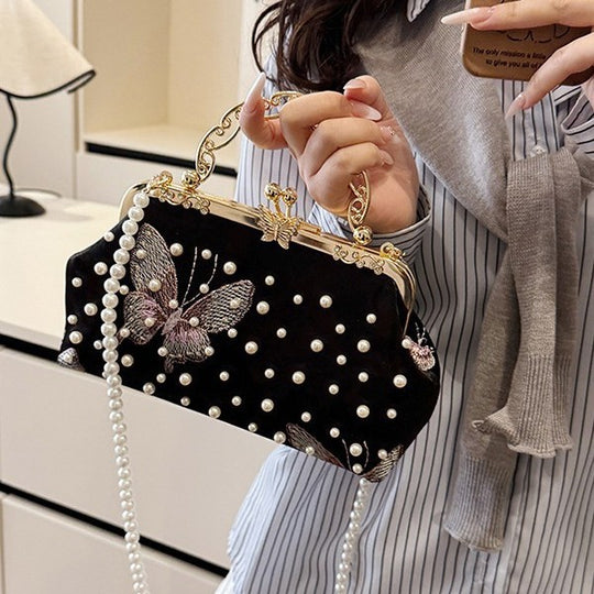 Damen exquisite Clutch-Tasche mit Perlenschmuck und aufwendiger Stickerei Nord Taschen
