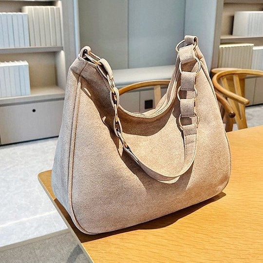 Damen modische Umhängetasche aus weichem Wildleder mit stilvollem Kettenakzent Nord Taschen