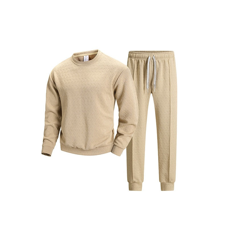 Herren Gemustertes Freizeit-Lounge-Set aus Baumwollmix mit Rundhals-Sweatshirt & konischer Jogginghose Nord Taschen