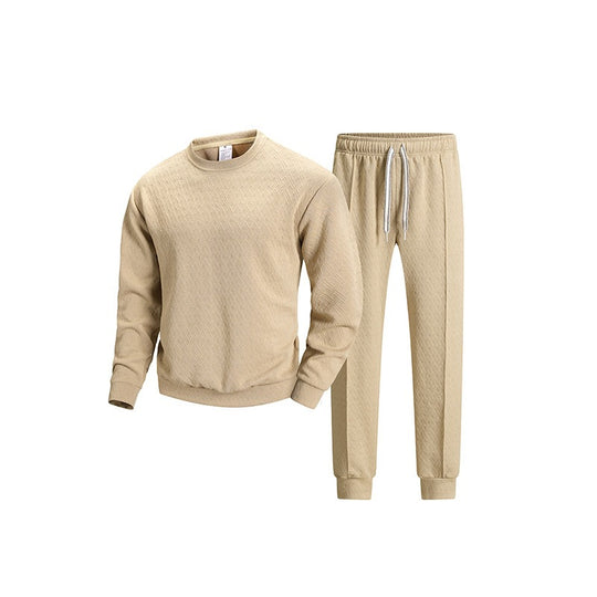 Herren Gemustertes Freizeit-Lounge-Set aus Baumwollmix mit Rundhals-Sweatshirt & konischer Jogginghose Nord Taschen