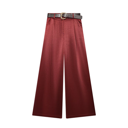 Damen High‑Waist Palazzo‑Hose mit Leoparden‑Print, weitem Bein und Ziergürtel Nord Taschen