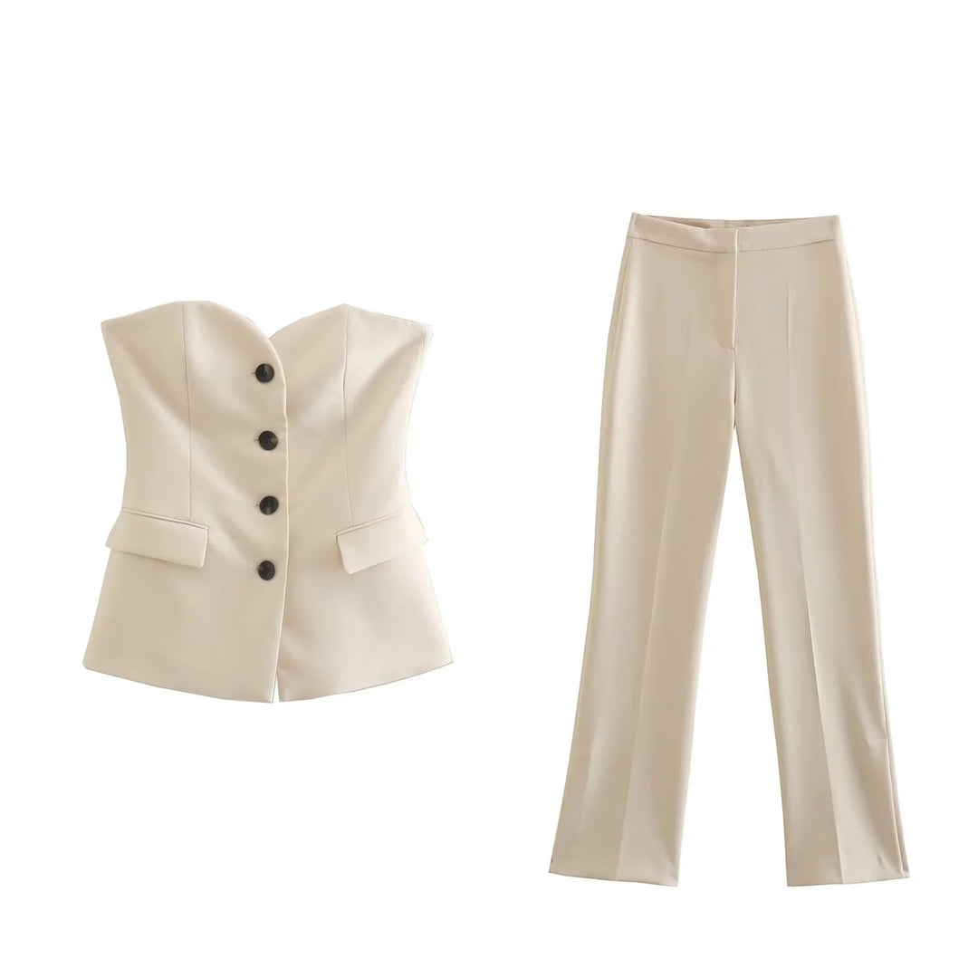 Damen Elegante Stretch-Hose mit geradem Bein und Bügelfalte Nord Taschen