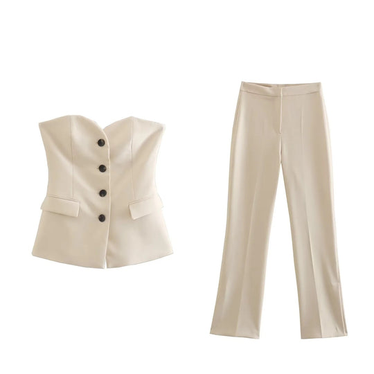 Damen Elegante Stretch-Hose mit geradem Bein und Bügelfalte Nord Taschen