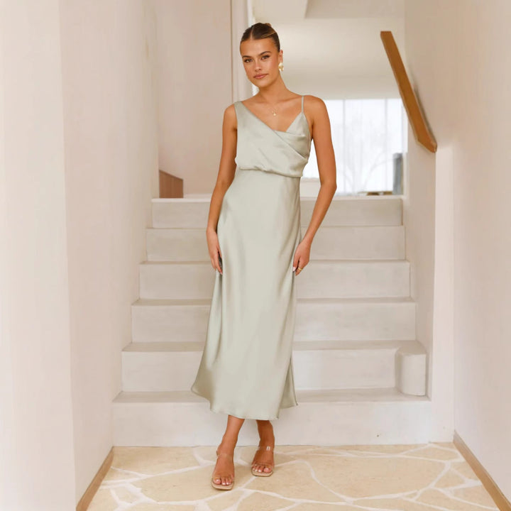Damen Elegantes Maxikleid mit drapiertem Oberteil und schmaler Silhouette
