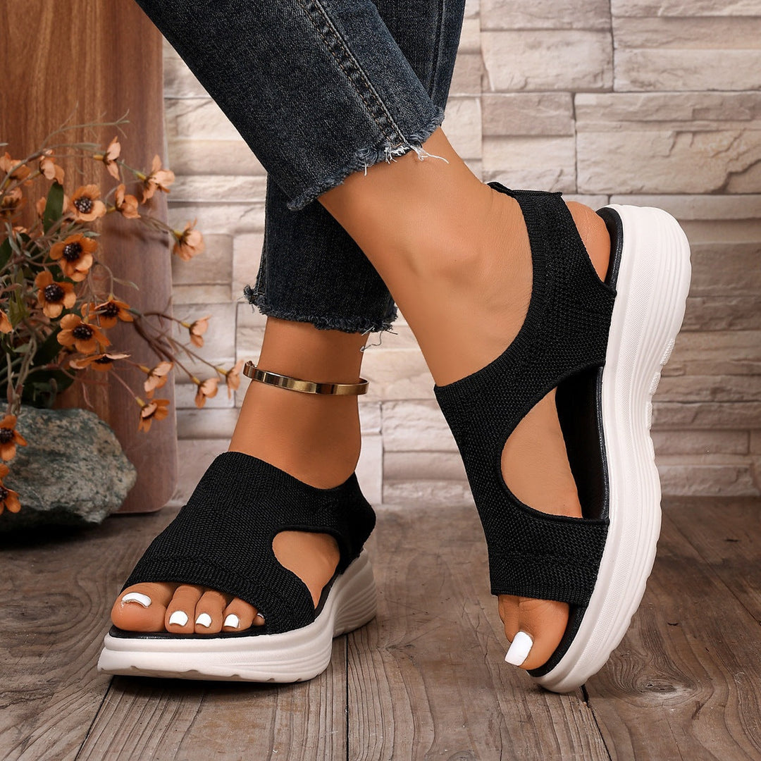 Damen Komfortable Keilsandalen mit atmungsaktiver Obermaterialstruktur und flexiblem Fußbett