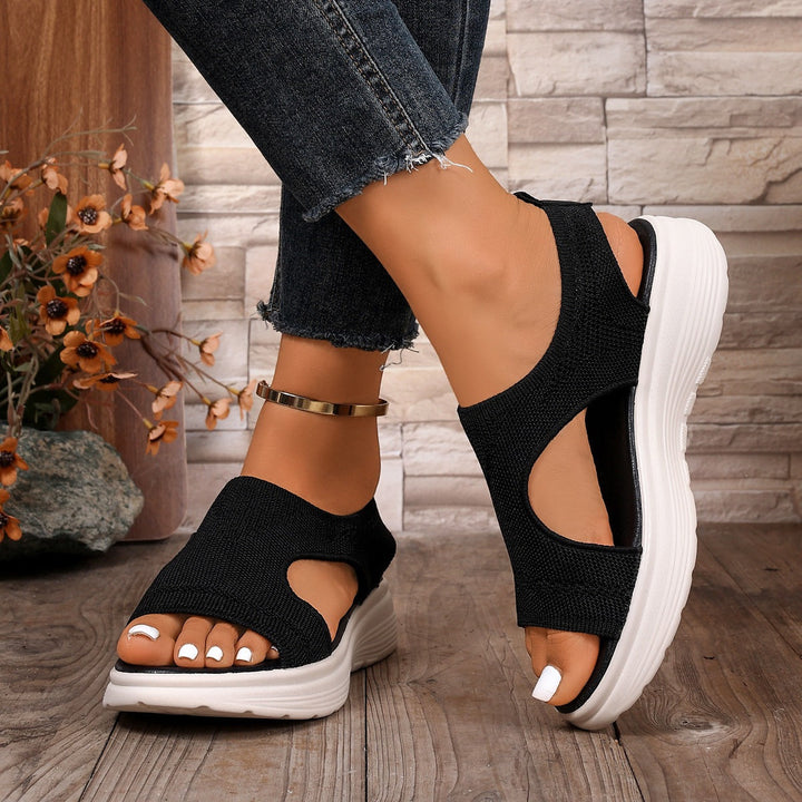 Damen Komfortable Keilsandalen mit atmungsaktiver Obermaterialstruktur und flexiblem Fußbett