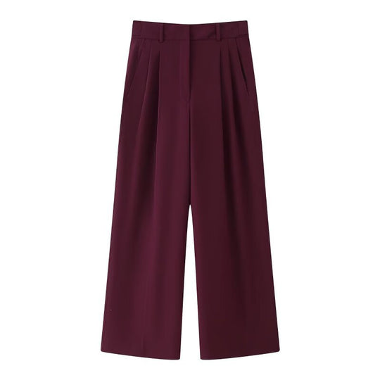 Damen Hochtaillierte Palazzo-Hose mit Bundfalten und weitem Bein Nord Taschen