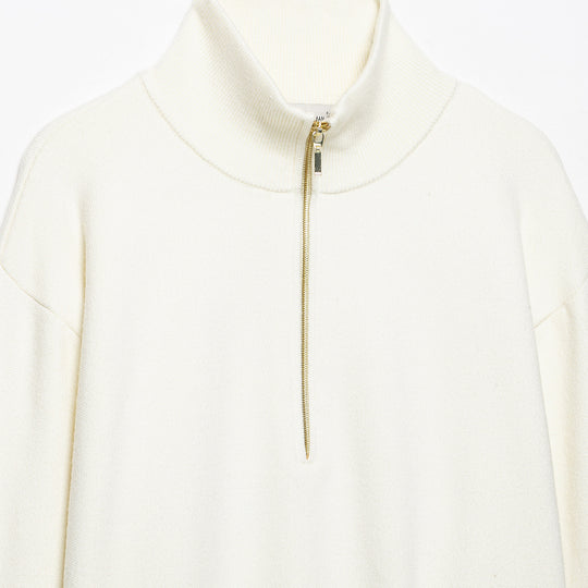 Damen Cropped Oversize-Strickpullover mit halbem Metallreißverschluss und Funnelkragen Nord Taschen